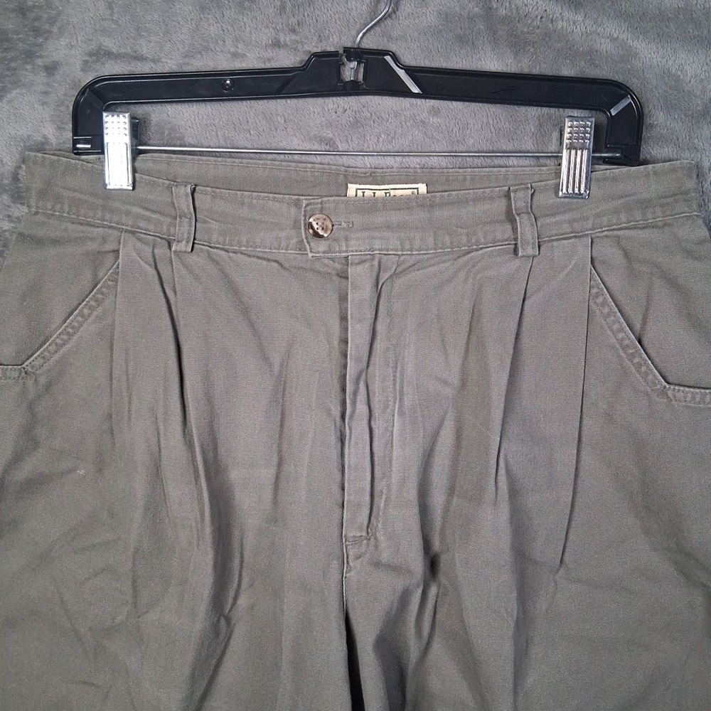 VTG Made In USA Women's LL Bean Khaki Shorts Size 16 Canvas High-Rise Inseam 8" - Picture 3 of 8